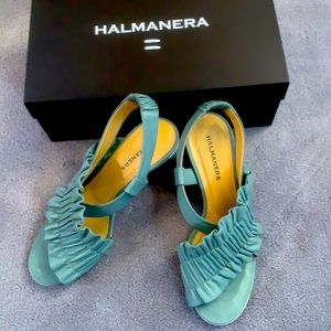 Halmanera Ladies Sandals Ruffled Sling Sage 39